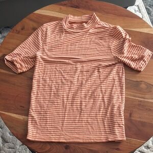Madewell Striped Mock Neck Tee Size Small